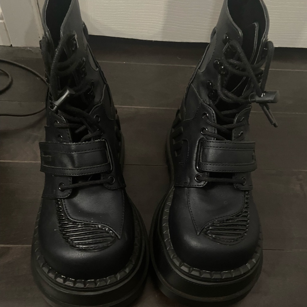 Demonia Void Stomper Platform Wedge Boots